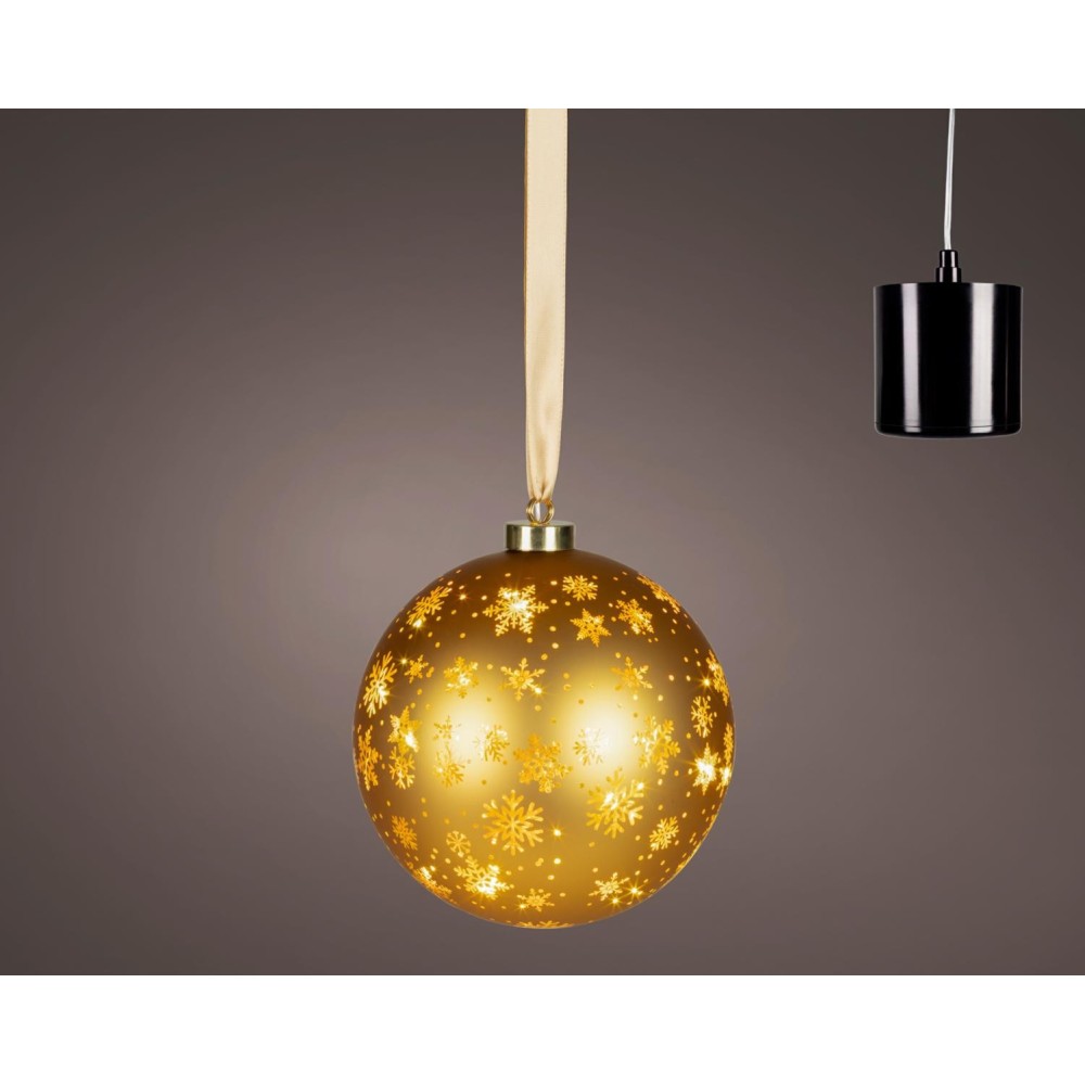 SFERA LED VETRO ORO FIOCCO NEVE D.19